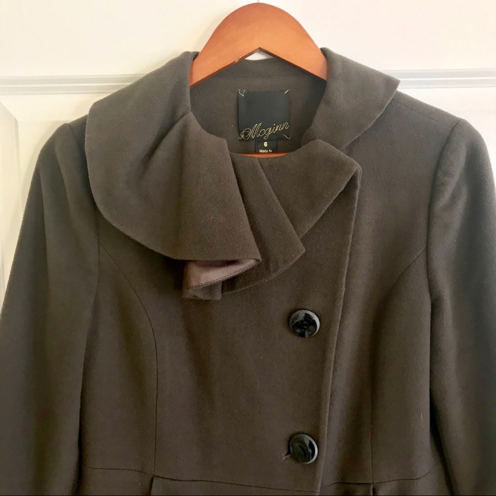 McGinn Ruffle Collar Wool Coat Size 6 - Picture 1 of 7